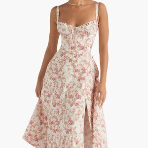 Carmen Bustier Sundress (Rose Print) [Regular Cup (A-C)]